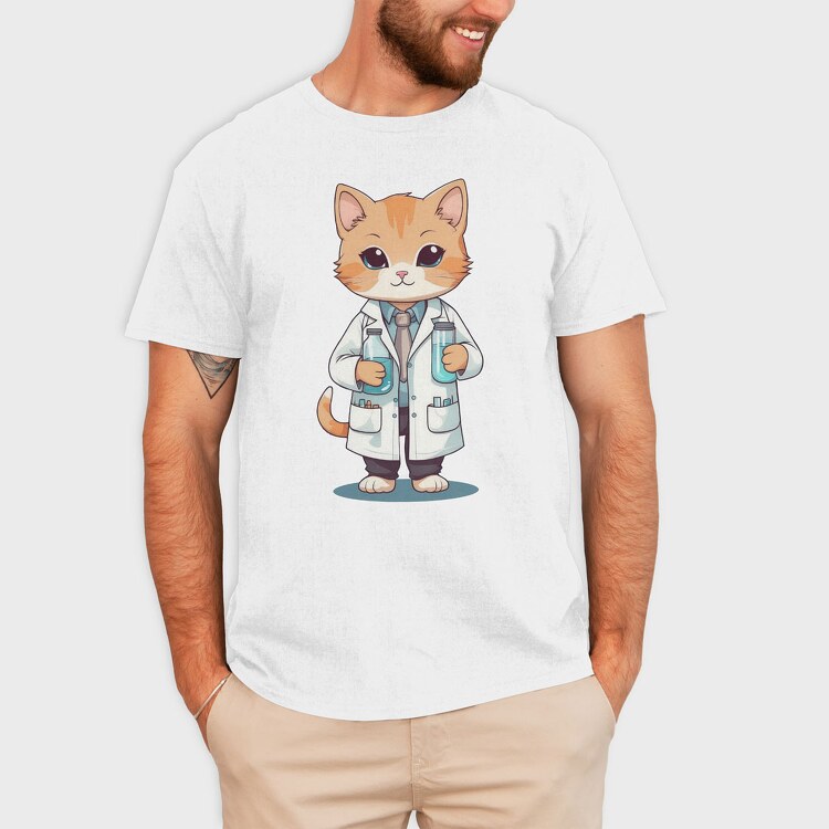 Scientist Cat, Tricou Barbati (Unisex)