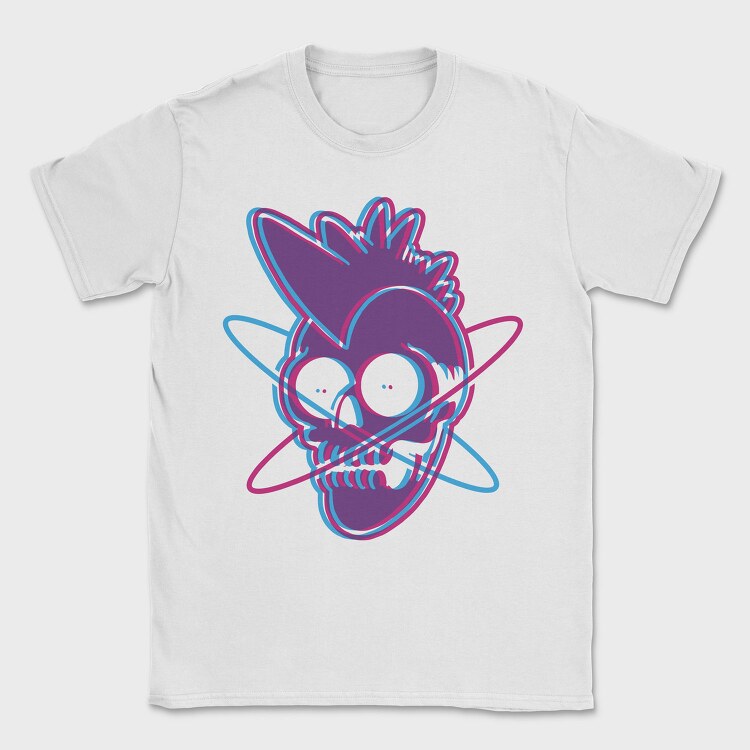 Distorted Punk Sull Cyan Magenta Skull, Tricou Barbati (Unisex)