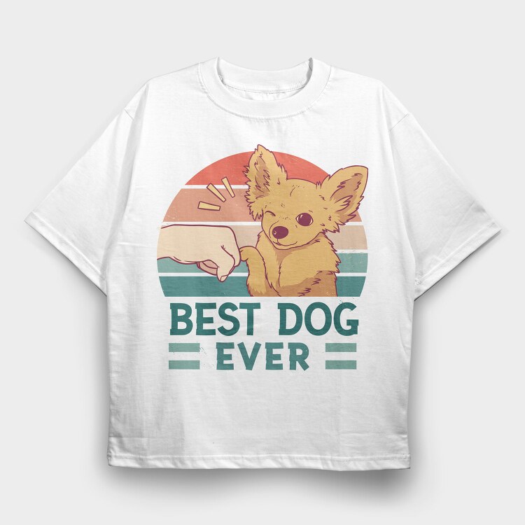 Dog And Human Retro Sunset Best Ever, Tricou Oversize Barbati (Unisex)