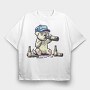 Dog Drinking Beer, Tricou Oversize Barbati (Unisex)