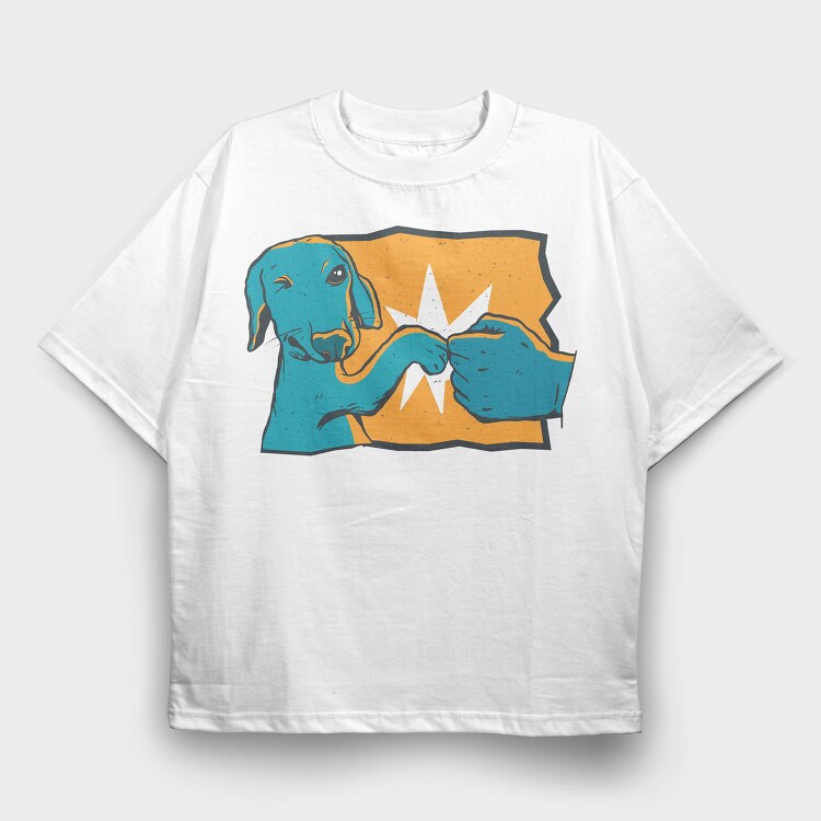 Dog Fist Bump Like Bro, Tricou Oversize Barbati (Unisex)