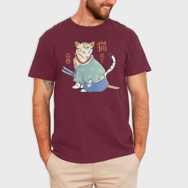 Samurai Cat Traditional, Tricou Barbati (Unisex)