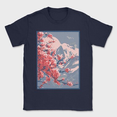 Sakura Mountains Paint, Tricou Barbati (Unisex)