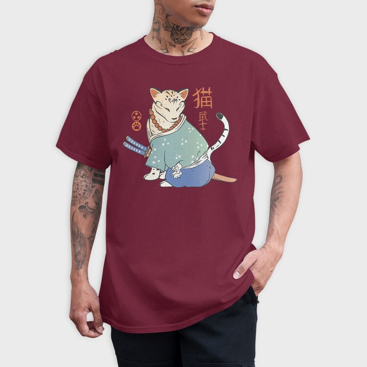 Samurai Cat Traditional, Tricou Barbati (Unisex)