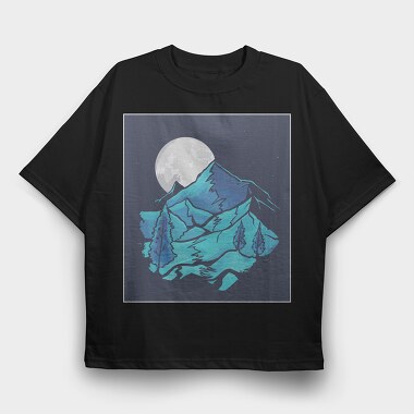 Watercolour Moon Landscape, Tricou Oversize Barbati (Unisex)