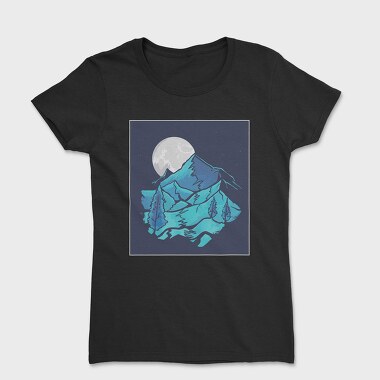 Watercolour Moon Landscape, Tricou Femei