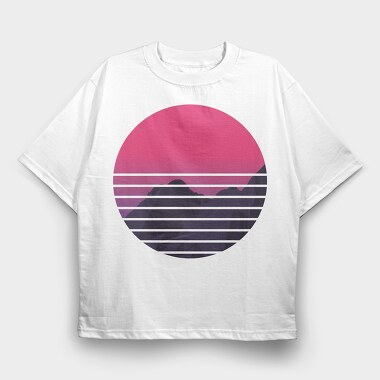 Retro Mountain, Tricou Oversize Barbati (Unisex)