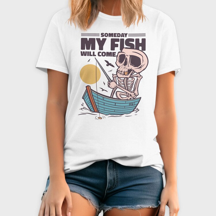 Skeleton Fishing, Tricou Barbati (Unisex)