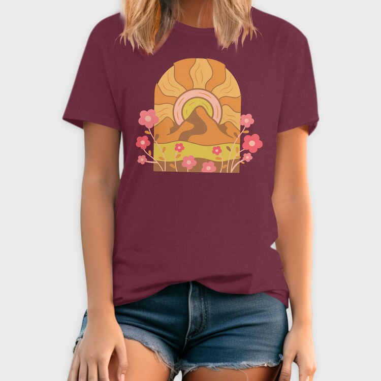 Mountain Flowers Sunset, Tricou Barbati (Unisex)