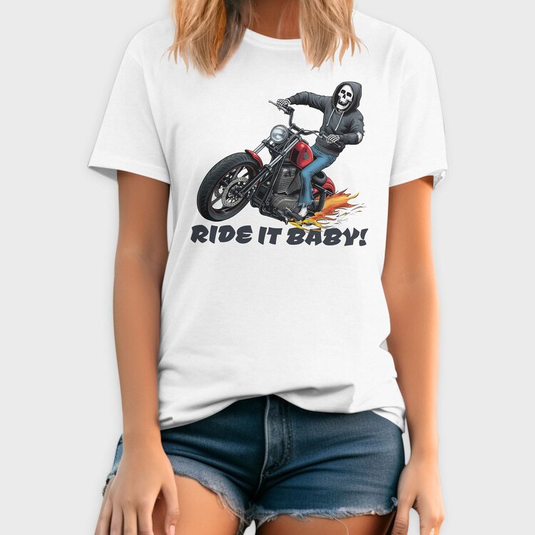 Skeleton Flames Moto, Tricou Barbati (Unisex)