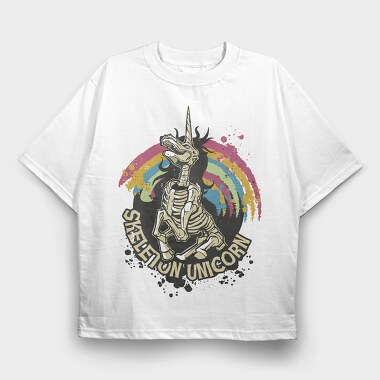 Skeleton Unicorn, Tricou Oversize Barbati (Unisex)