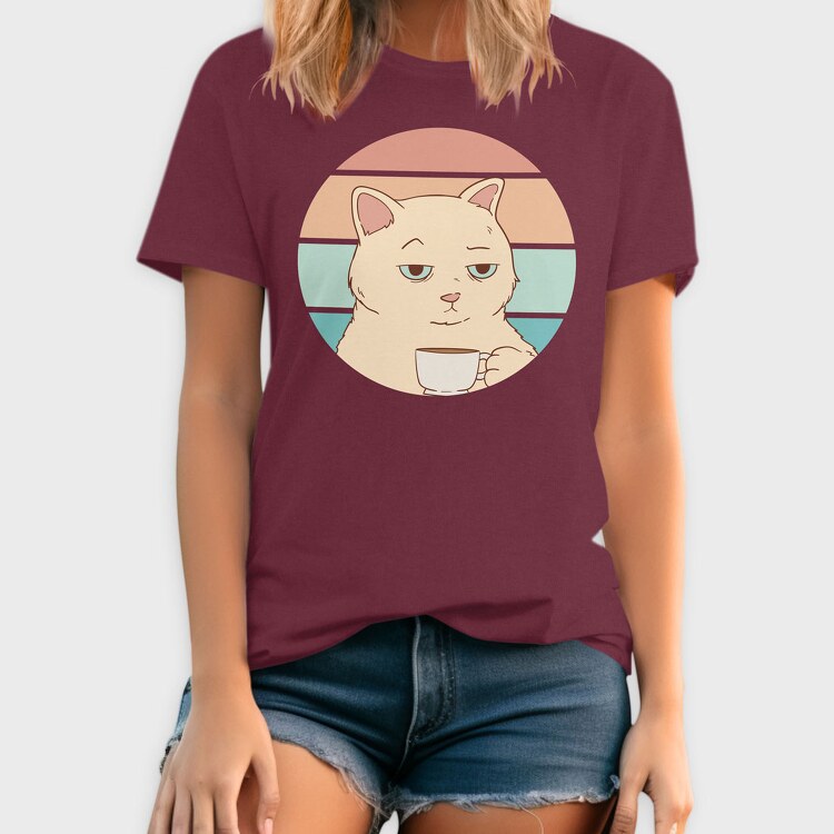 Bored Cat With Coffee, Tricou Barbati (Unisex)