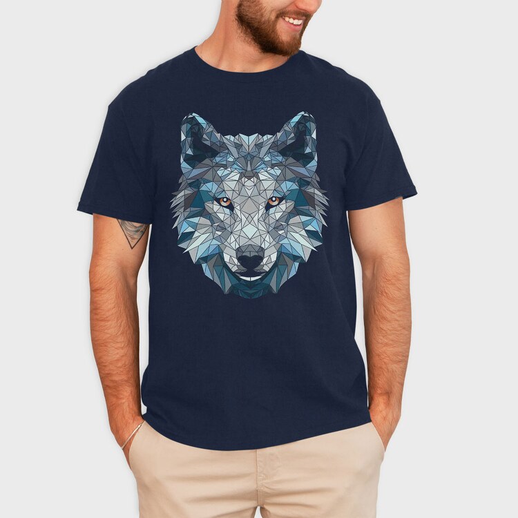 Polygonal White Wolf, Tricou Barbati (Unisex)