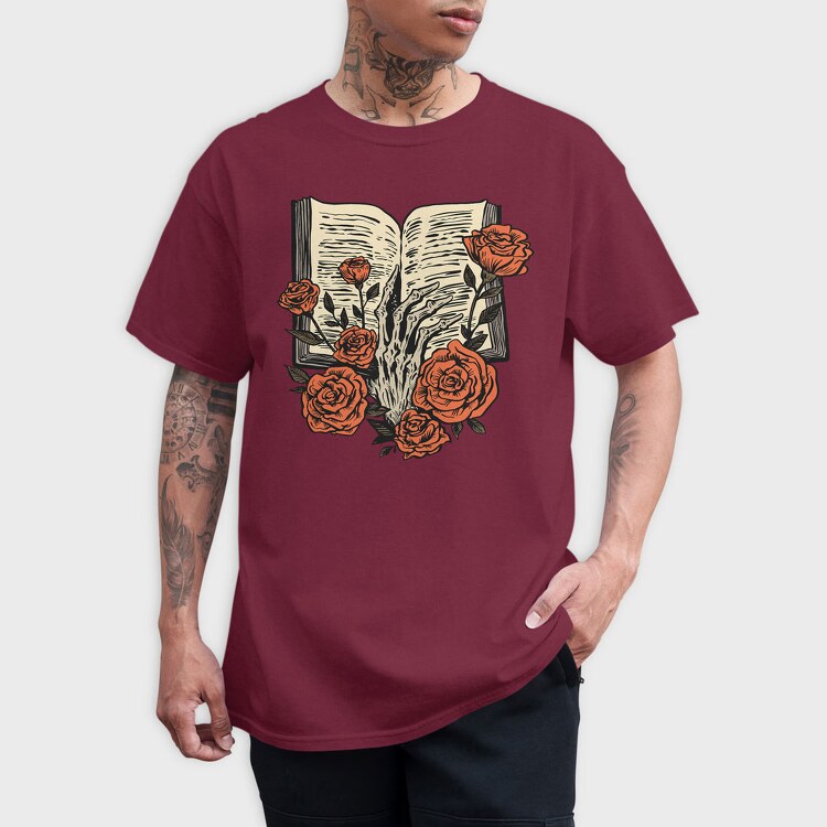 Skeleton Hand Book, Tricou Barbati (Unisex)