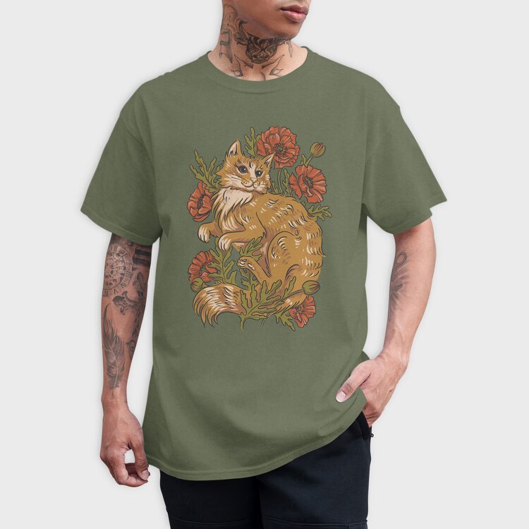 Red Cat Poppies, Tricou Barbati (Unisex)