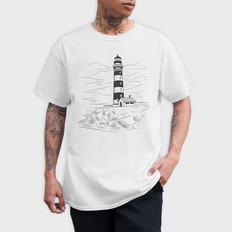 Lighthouse Illustration, Tricou Barbati (Unisex)