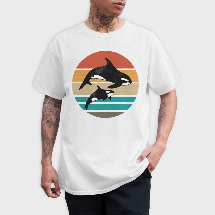 Orca Family Sunset, Tricou Barbati (Unisex)