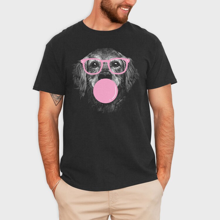 Golden Dog Glasses, Tricou Barbati (Unisex)