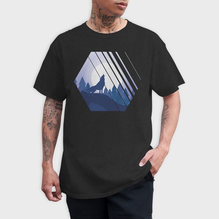 Howling Wolf Hexagon, Tricou Barbati (Unisex)