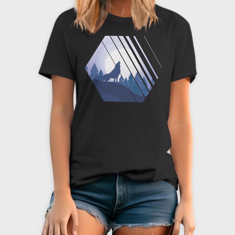 Howling Wolf Hexagon, Tricou Barbati (Unisex)