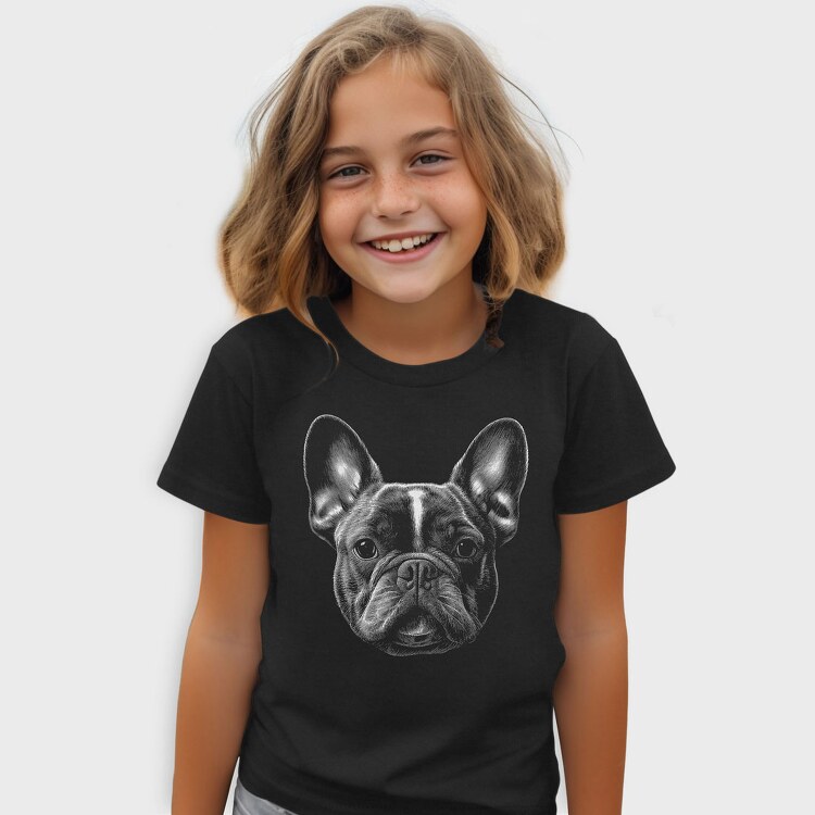 Bulldog Portrait Monochrome, Tricou Copii