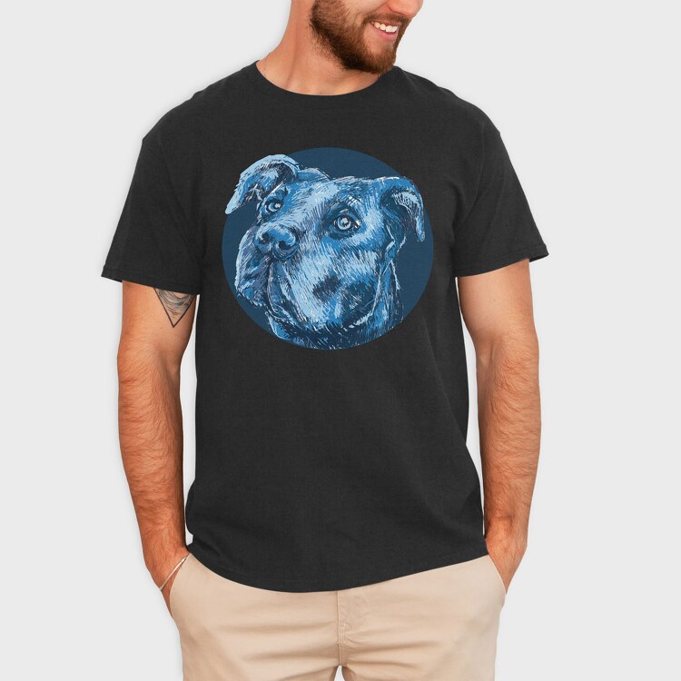 Portrait Pitbull, Tricou Barbati (Unisex)