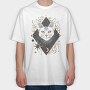 Cosmic Cat Orange, Tricou Oversize Barbati (Unisex)
