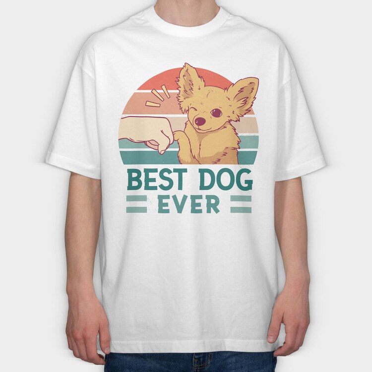 Dog And Human Retro Sunset Best Ever, Tricou Oversize Barbati (Unisex)