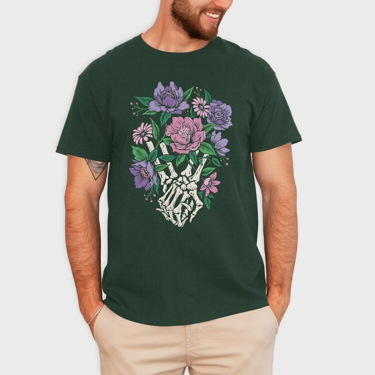 Skeleton Hands Flower, Tricou Barbati (Unisex)