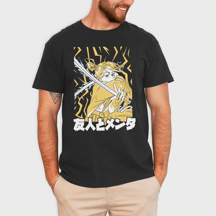 Samurai Girl Yellow, Tricou Barbati (Unisex)