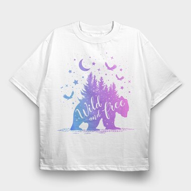 Bear Wild and Free, Tricou Oversize Barbati (Unisex)