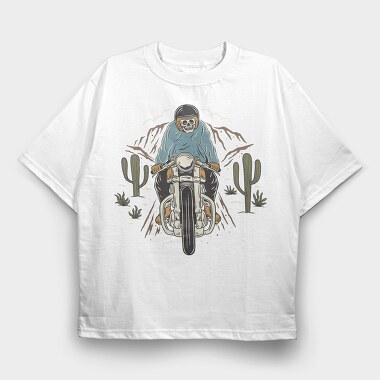 Biker Skeleton Cactus, Tricou Oversize Barbati (Unisex)