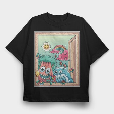 Cute Nature Window, Tricou Oversize Barbati (Unisex)