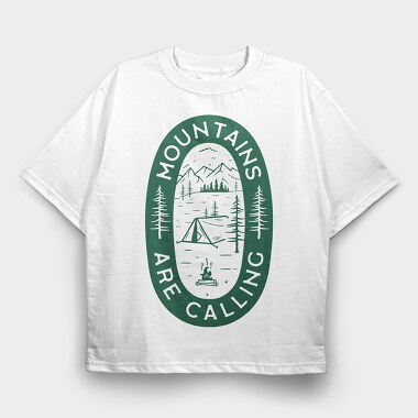 Mountains Are Calling Green, Tricou Oversize Barbati (Unisex)
