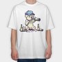 Dog Drinking Beer, Tricou Oversize Barbati (Unisex)