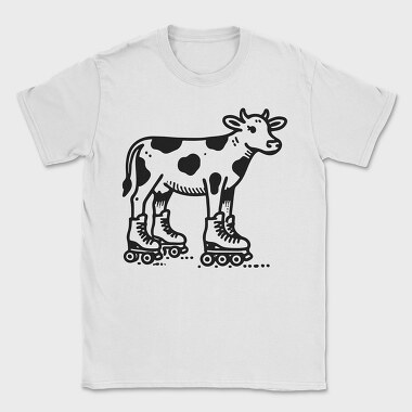 Funny Cow In Skate Rollers, Tricou Barbati (Unisex)