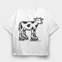 Funny Cow In Skate Rollers, Tricou Oversize Barbati (Unisex)