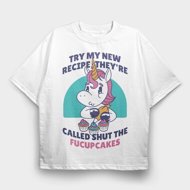 Funny Cupcake Unicorn Quote, Tricou Oversize Barbati (Unisex)
