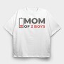 Funny Mom Quote Low Battery Mom Of 2 Boys, Tricou Oversize Barbati (Unisex)