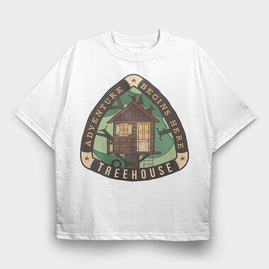 Treehouse Adventure Begins Here, Tricou Oversize Barbati (Unisex)