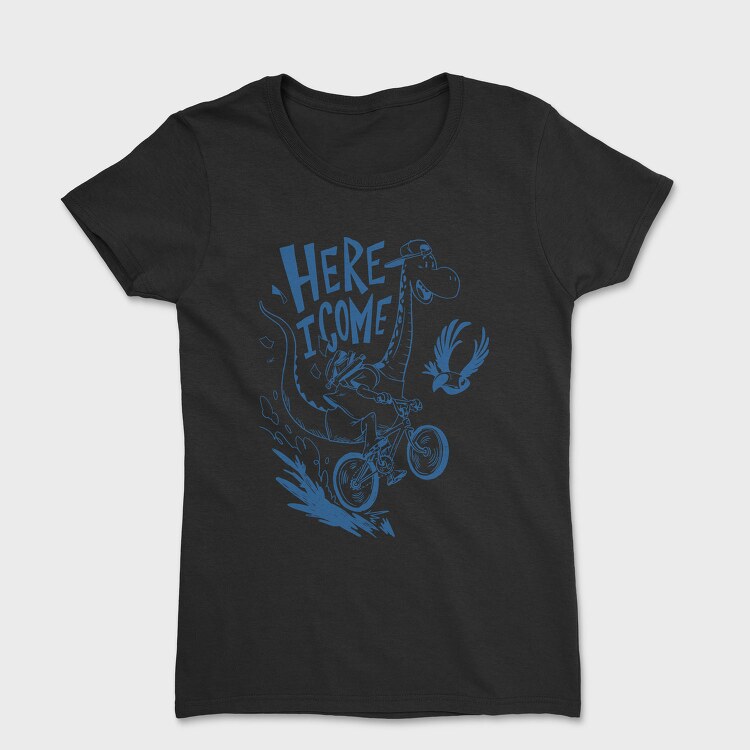 Funny Giraffe Riding Bicycle Back To Shcool, Tricou Femei