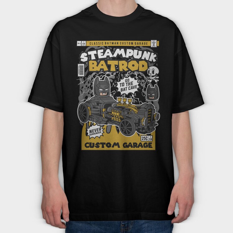 Steampunk Bat Rod, Tricou Oversize Barbati (Unisex)