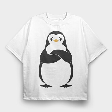 Angry Pinguin, Tricou Oversize Barbati (Unisex)