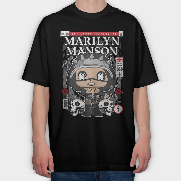 Marilyn Manson, Tricou Oversize Barbati (Unisex)