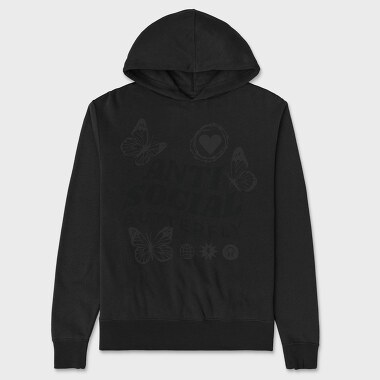Anti Social Butterfly, Hanorac Oversize Barbati (Unisex)