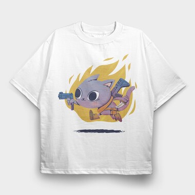 Armed Cute Cat, Tricou Oversize Barbati (Unisex)