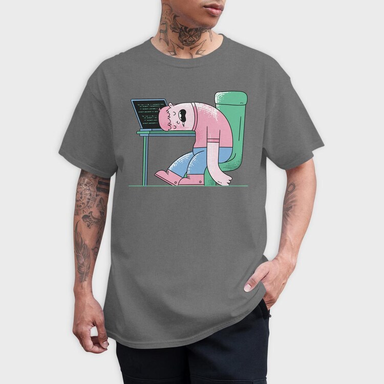 Man Sleeping On Desk, Tricou Barbati (Unisex)