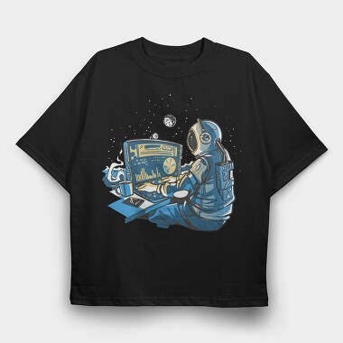 Astronaut Computer, Tricou Oversize Barbati (Unisex)