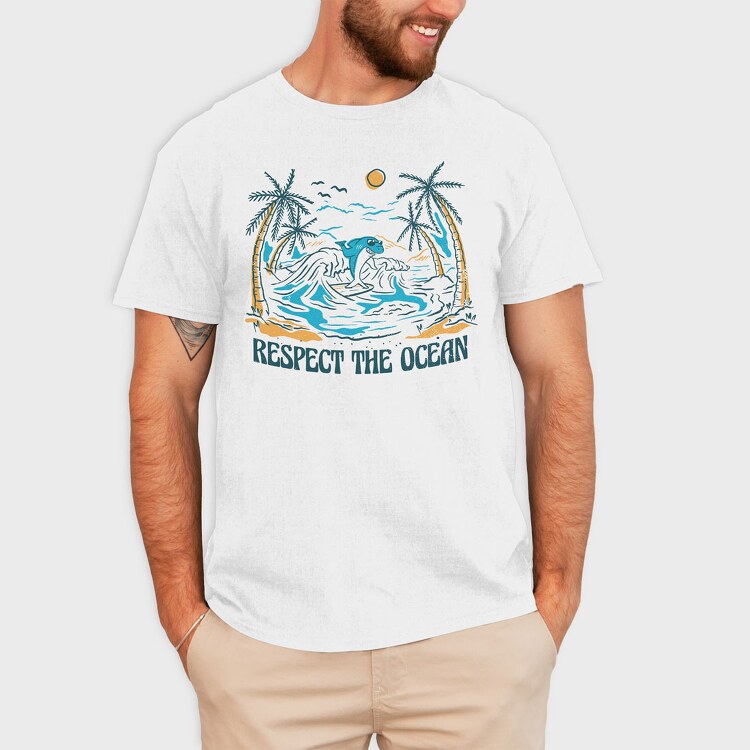 Respect the Ocean, Tricou Barbati (Unisex)