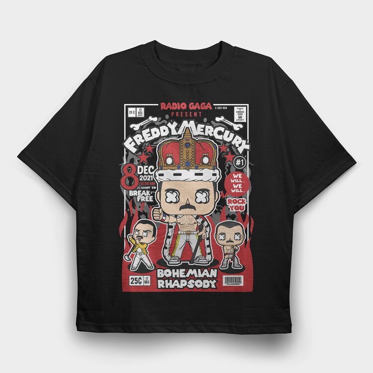 Freddy Mercury 2, Tricou Oversize Barbati (Unisex)